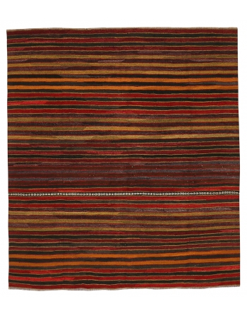 Striped Vintage Turkish Kilim Rug - 5`2" x 5`9"