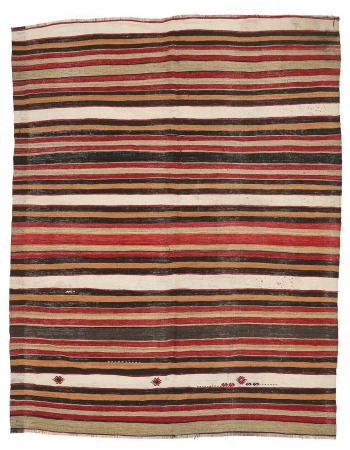 Striped Vintage Turkish Kilim Rug - 5`4