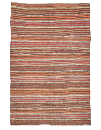 Striped Vintage Turkish Kilim Rug - 5`4