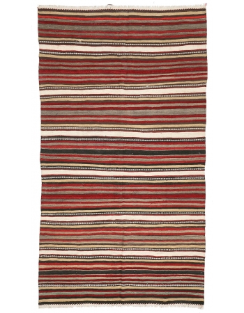 Striped Vintage Turkish Kilim Rug - 5`7" x 10`0"