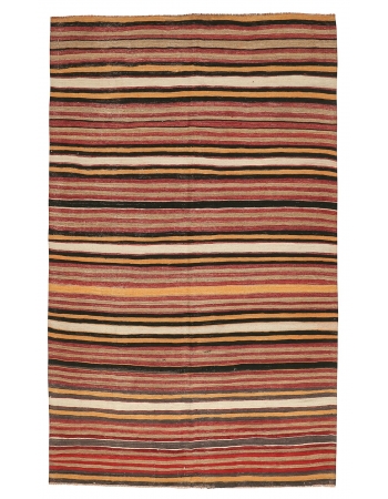 Striped Vintage Turkish Kilim Rug - 6`0