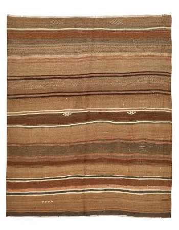 Vintage Brown Kars Kilim Rug - 4`9