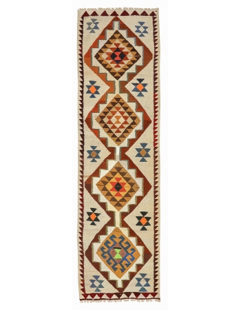 Vintage Decorative Kilim Runner - 3`1" x 10`10"