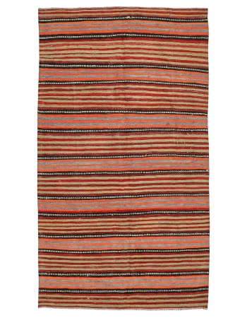 Vintage Decorative Striped Kilim Rug - 5`4" x 9`10"
