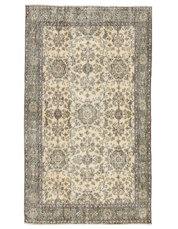 Vintage Floral Turkish Oushak Rug - 4`0" x 6`11"