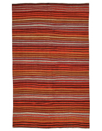 Vintage Striped Decorative Kilim Rug - 5`11" x 9`10"