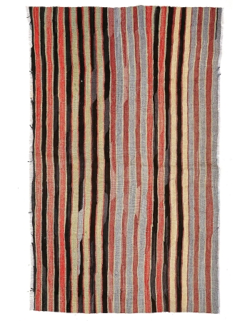 Vintage Striped Turkish Kilim Rug - 3`5" x 5`6"