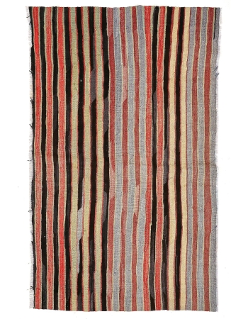 Vintage Striped Turkish Kilim Rug - 3`5