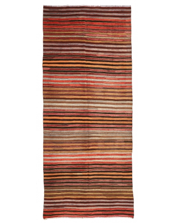 Vintage Striped Turkish Kilim Rug - 4`11" x 10`10"