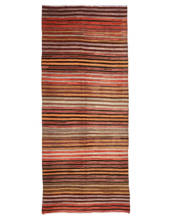 Vintage Striped Turkish Kilim Rug - 4`11