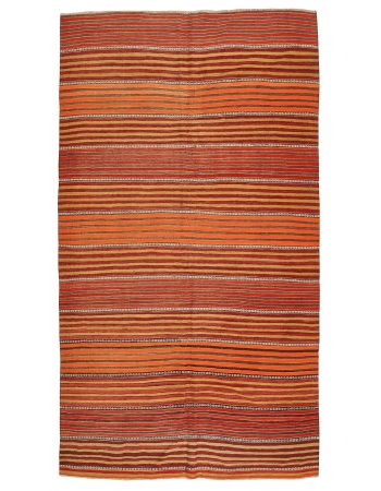 Vintage Striped Turkish Kilim Rug - 4`9" x 8`6"