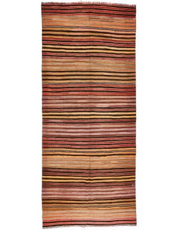 Vintage Striped Turkish Kilim Rug - 5`3" x 11`9"