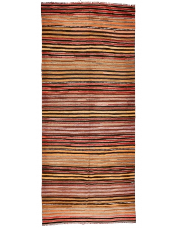 Vintage Striped Turkish Kilim Rug - 5`3