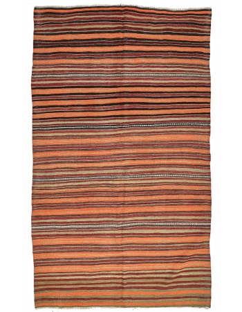 Vintage Striped Turkish Kilim Rug - 6`0