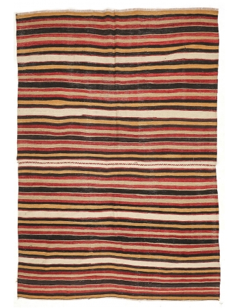 Vintage Striped Turkish Kilim Rug - 6`0" x 8`4"