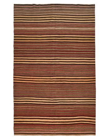 Vintage Striped Turkish Kilim Rug - 6`1" x 9`6"