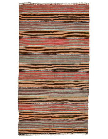 Vintage Striped Turkish Kilim Rug - 6`3" x 11`0"