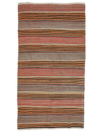 Vintage Striped Turkish Kilim Rug - 6`3" x 11`0"
