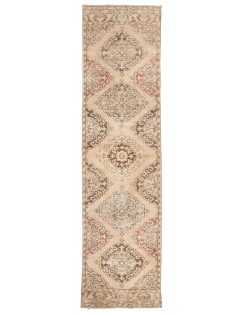 Vintage Washed Out Oushak Runner - 3`2" x 12`4"