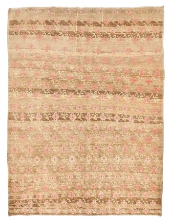 Washed Out Vintage Kars Wool Rug - 7`5" x 10`2"