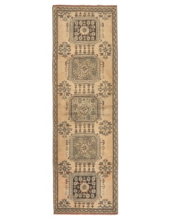 Washed Out Vintage Oushak Runner - 3`1" x 9`11"
