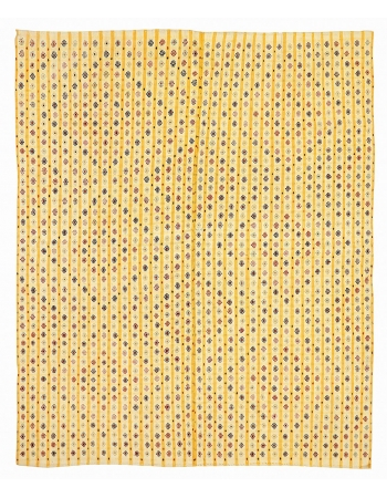Yellow Vintage Turkish Kilim Rug - 6`11" x 8`8"