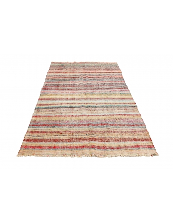 Striped Vintage Rag Kilim Rug - 5`5