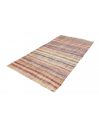 Striped Vintage Rag Kilim Rug - 5`5