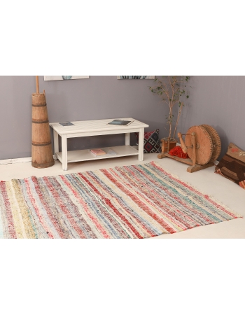 Striped Vintage Rag Kilim Rug - 5`5