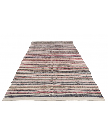 Vintage Striped Rag Kilim Rug - 5`9