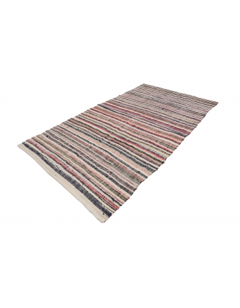 Vintage Striped Rag Kilim Rug - 5`9