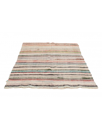 Striped Decorative Vintage Rag Rug - 4`6