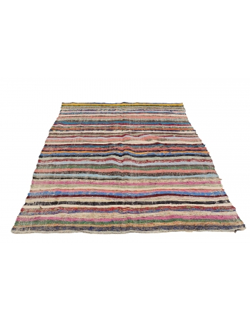 Colorful Vintage Striped Rag Runner - 4`10