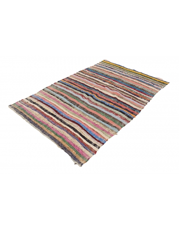 Colorful Vintage Striped Rag Runner - 4`10