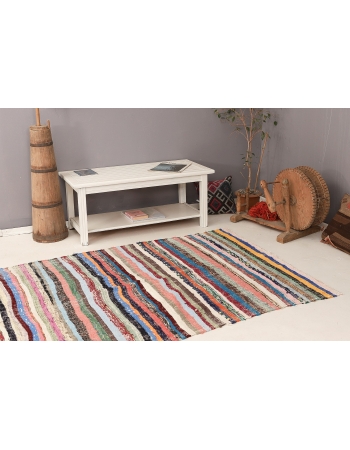 Colorful Vintage Striped Rag Runner - 4`10