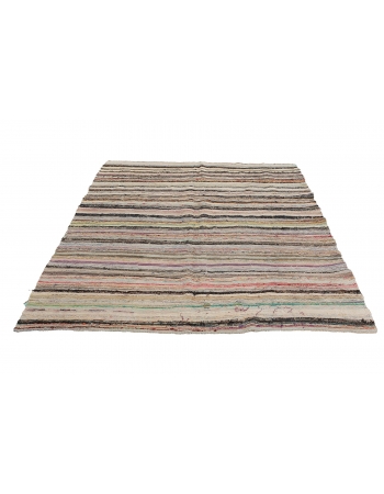 Vintage Striped Rag Rug - 5`6