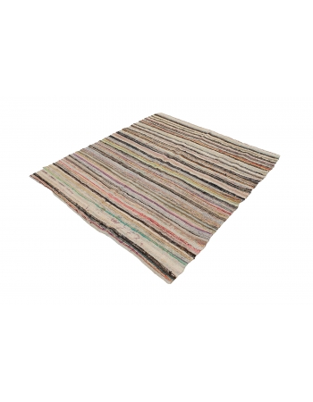 Vintage Striped Rag Rug - 5`6