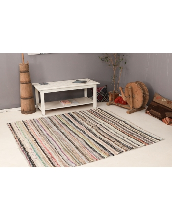 Vintage Striped Rag Rug - 5`6