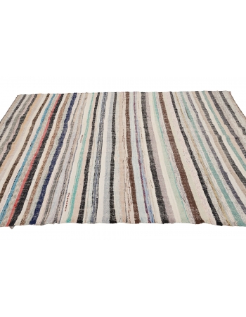 Striped Vintage Turkish Rag Rug - 6`1