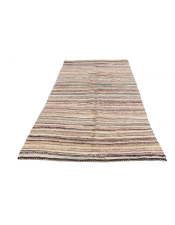 Decorative Vintage Striped Rag Rug - 4`9