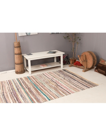 Decorative Vintage Striped Rag Rug - 4`9