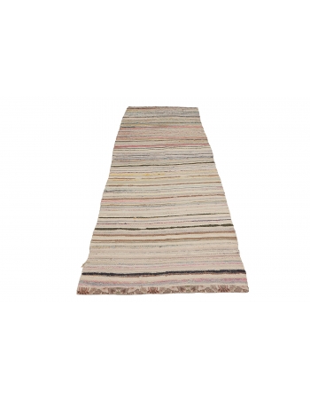 Vintage Striped Rag Kilim Runner - 2`11