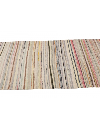 Vintage Striped Rag Kilim Runner - 2`11