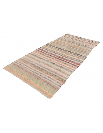 Striped Vintage Turkish Rag Rug - 4`6