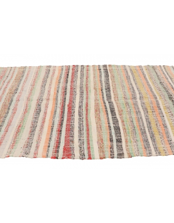 Striped Vintage Turkish Rag Rug - 4`6