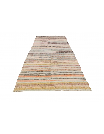 Vintage Striped Turkish Rag Rug - 4`5