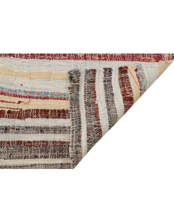 Vintage Striped Turkish Rag Rug - 4`5