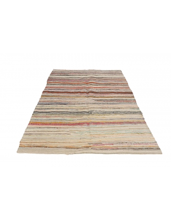 Decorative Vintage Striped Rag Rug - 4`11