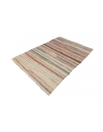 Decorative Vintage Striped Rag Rug - 4`11