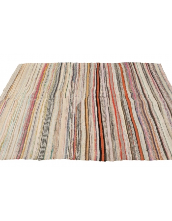 Decorative Vintage Striped Rag Rug - 4`11